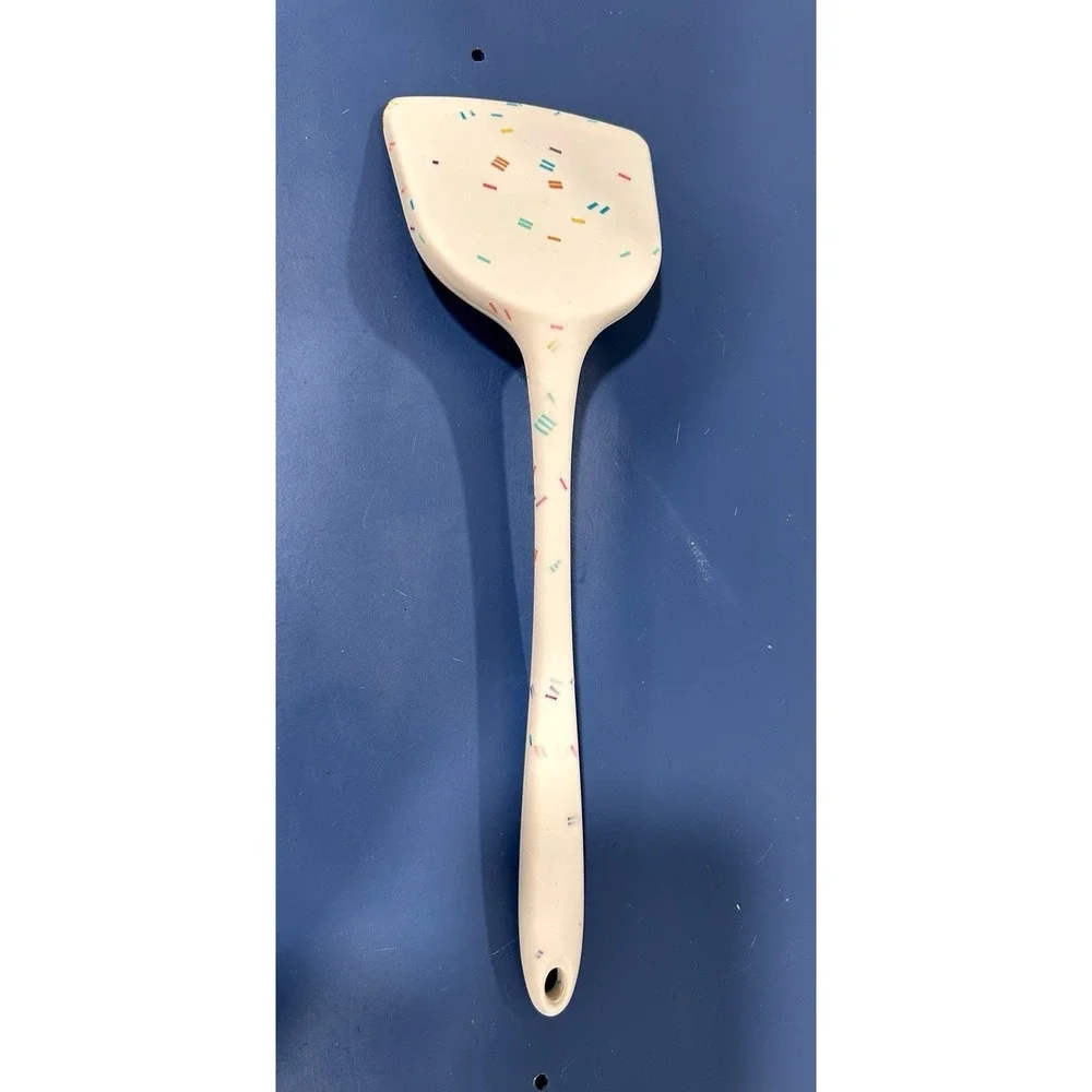 CAROTE White Spatula Sprinkles Pattern Plastic Handle Multicolor Kitchen Utensil